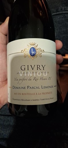 Bourgogne Givry Domaine Pascal Lemonde Vin préféré du Roi Henri IV 2023