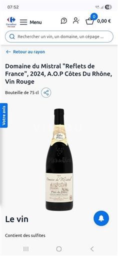 Thung lũng Rhône Côtes-du-rhône Domaine Mistral Reflets de France 2024