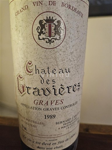 Bordeaux Graves Château S Gravières 1989