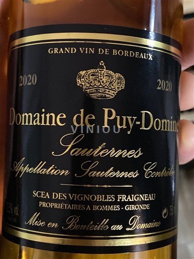 Bordeaux Sauternes Domaine Puy-Domique 2020