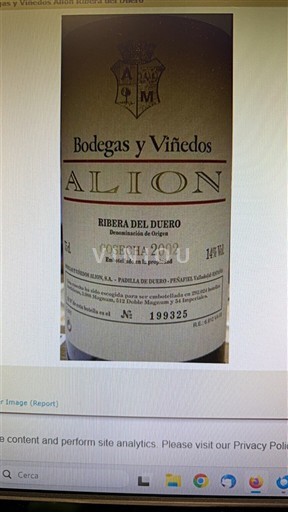 Castilien og León Ribera del Duero Bodegas y Viñedos Alion 2002