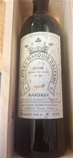 Bordeaux Margaux Grand Cru Château Marquis d'Alesme Becker 1980