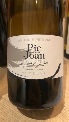 Roussillon Collioure Domaine Pic Joan Insolence Không niên vụ