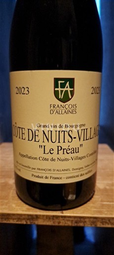 Borgonha Côte de Nuits Villages François d’Allaines Le Préau 2023