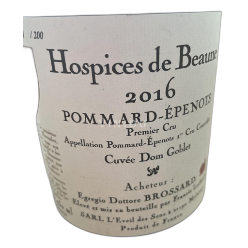 Bourgogne Pommard Hospices de Beaune Epenots 1er Cru Dom Goblet 2016