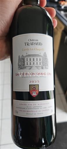 Bordeaux Saint-Émilion Grand Cru Grand Cru Château Trapaud La Chapelle 2023