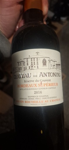 Bordeaux Bordeaux superiore Château S Antonins Réserve du Couvent 2016