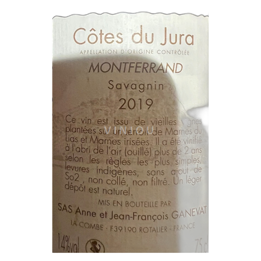 Jura Côtes-du-jura Domaine Jean-François Ganevat Montferrand Savagnin 2019