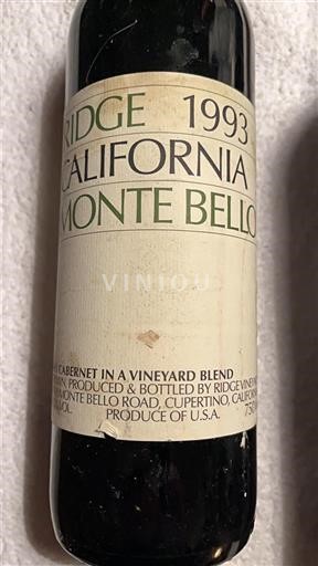 Vùng trồng nho được cấp phép California Dãy núi Santa Cruz Ridge Monte Bello 1993