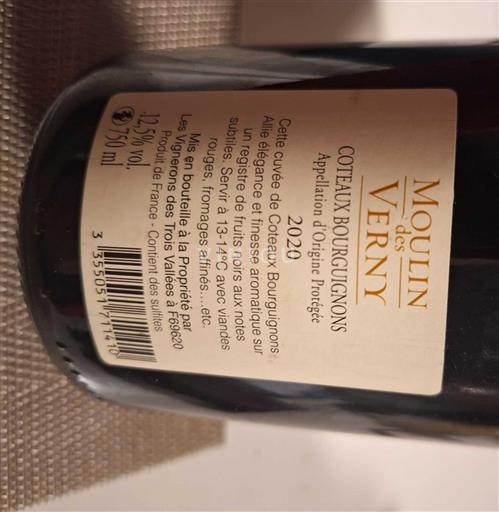 Bourgogne Coteaux bourguignons Moulin des Verny 2020