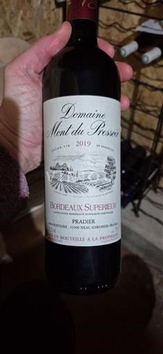 Bordeaux Bordeaux Supérieur Domaine Mont du Pressou 2019
