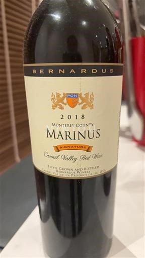 Vùng trồng nho được cấp phép California Không được chỉ định Bernardus Marinus Signature 2018