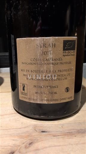 Languedoc and Roussillon Côtes Catalanes Château Lou Syrah 2017