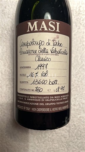 Vénétie Không được chỉ định Masi Campolongo di Torbe 1997