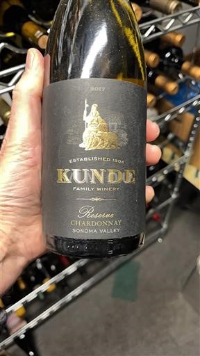 Vùng trồng nho được cấp phép California Thung lũng Sonoma Kunde Family Winery Reserve Chardonnay 2017
