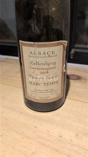 Alsácia Vendanges Tardives Marc Tempé Zellenberg Gewurztraminer Vendanges Tardives 2003