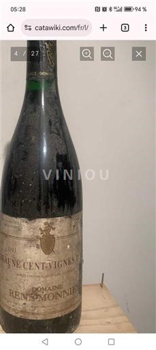 Bourgogne Beaune Premier Cru Domaine René Monnier Domaine Centvignes 1991