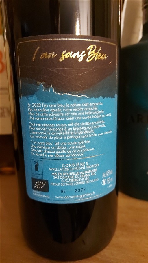 Languedoc Corbières Domaine Grand Arc L'an sans Bleu Không niên vụ