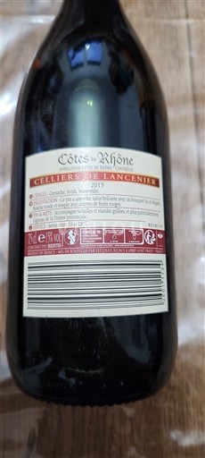 Valle del Ródano Côtes del Ródano Celliers de Lancenier 2019