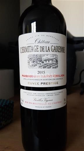 Bordeaux Puisseguin-saint-émilion Château L'Hermitage de la Garence Prestige 2015