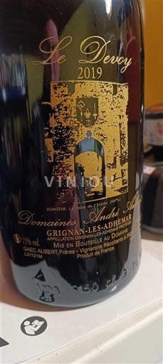 Vallée du Rhône Grignan-les-adhémar Domaine Domaines André Aubert Le Devoy 2019