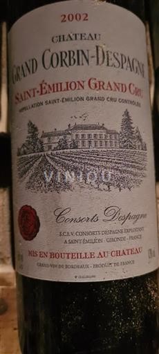 Bordeaux Saint-Émilion Grand Cru Grand Cru Château Grand Corbin-Despagne 2002