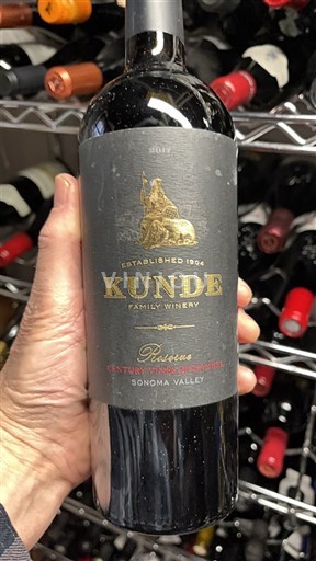 Vùng trồng nho được cấp phép California Thung lũng Sonoma Kunde Family Winery Reserve, Century Vines Zinfandel 2017