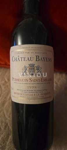 Bordeaux Puisseguin-saint-émilion Château Bayens 1998