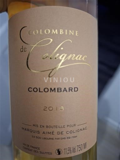 Sudoeste Côtes de Gascogne Colombine de Colignac Colombard 2016