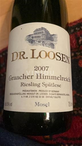 Mosel Moselle Dr. Loosen Graacher Himmelreich Riesling Spätlese 2007