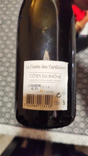 Thung lũng Rhône Côtes-du-rhône La Cuvée des Cardiniers Không niên vụ