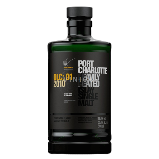 Viski Single Malt Whisky Port Charlotte Heavely Peated OLC: 01 2010 de la distillerie : Bruichladdich 9 ans d'âge distillé en 2010 Skotlanti Islay