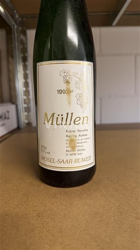 Mosel Không được chỉ định Müllen Kröver Paradies Riesling Auslese 1992