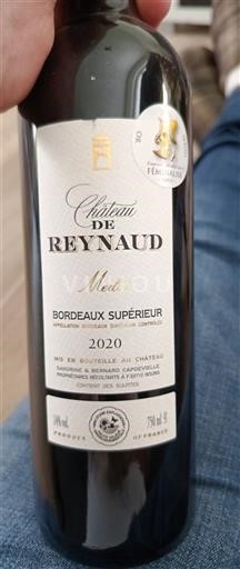 Rượu vang Rouge sec Merlot Château Reynaud 2020 Pháp Bordeaux Bordeaux Supérieur AOC