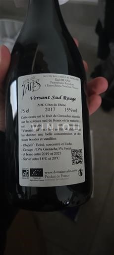 Vallée du Rhône Côtes-du-rhône Domaine Talès Versant Sud Rouge 2017