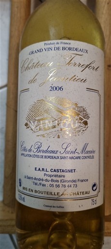 Bordeaux Côtes-de-bordeaux-saint-macaire Château Terrefort de Jeanieux 2006