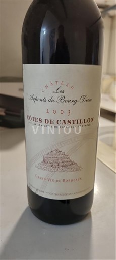 Bordeaux Unspecified Château Les Arpents du Bourg Dieu 2003