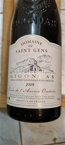 Thung lũng Rhône Gigondas Domaine Saint Gens de l'Ancien Oratoire 2009