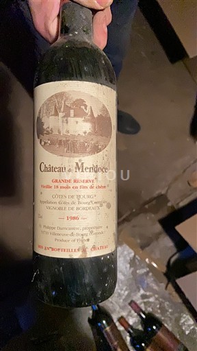 Bordeaux Côtes-de-bourg Château Mendoce Grande Réserve 1986