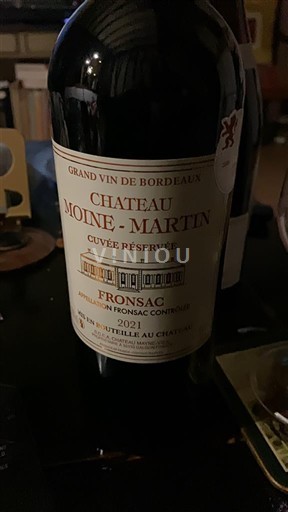 Bordeaux Fronsac Château Moine Martin Réservée 2021