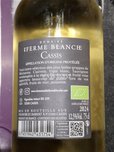 Provence Cassis Domaine La Ferme Blanche 2024