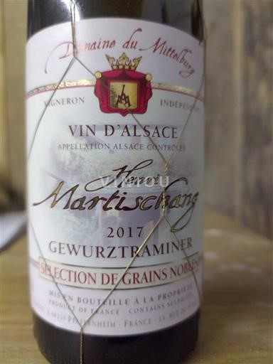 Alsacia Domaine Mittelberg Sélection de Grains Nobles 2017