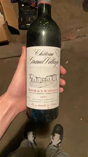 Rượu vang Rouge sec Château Grand Village 1987 Pháp Bordeaux Bordeaux Supérieur AOC