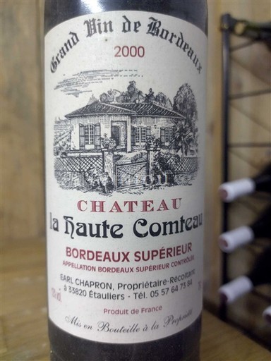 Vin Rouge sec Château La Haute Comteau 2000 France Bordeaux Bordeaux supérieur AOC