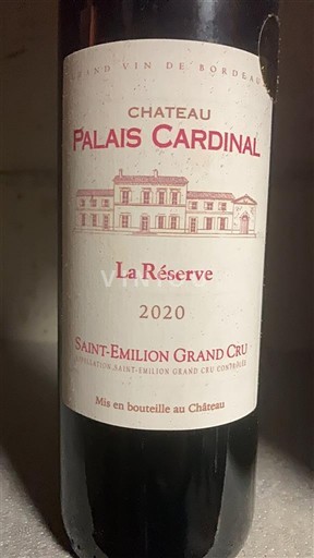 Bordeaux Saint-Émilion Grand Cru Grand Cru Château Palais Cardinal La Réserve 2020
