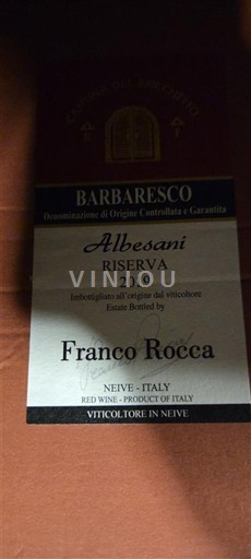 Piemonte Barbaresco Franco Rocca Albesani Riserva 2019