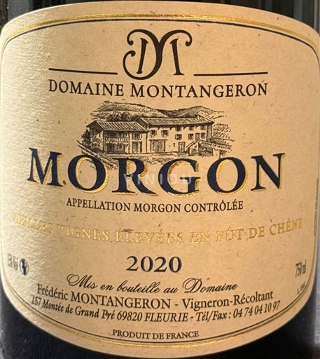 Beaujolais Morgon Domaine Montangeron Vieilles vignes - Fûts de chêne 2020
