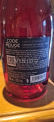 Languedoque Crémant de Limoux Code Rouge Brut Éternel Não Sazonado