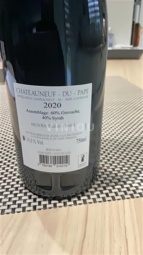 Vale do Ródano Châteauneuf-du-Pape Elie jeune La pontificale 2020