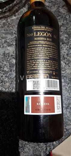 Castilien og León Ribera del Duero Legón Reserva 2019